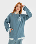 Бомбър с копчета син син за МОМИЧЕ основен изглед