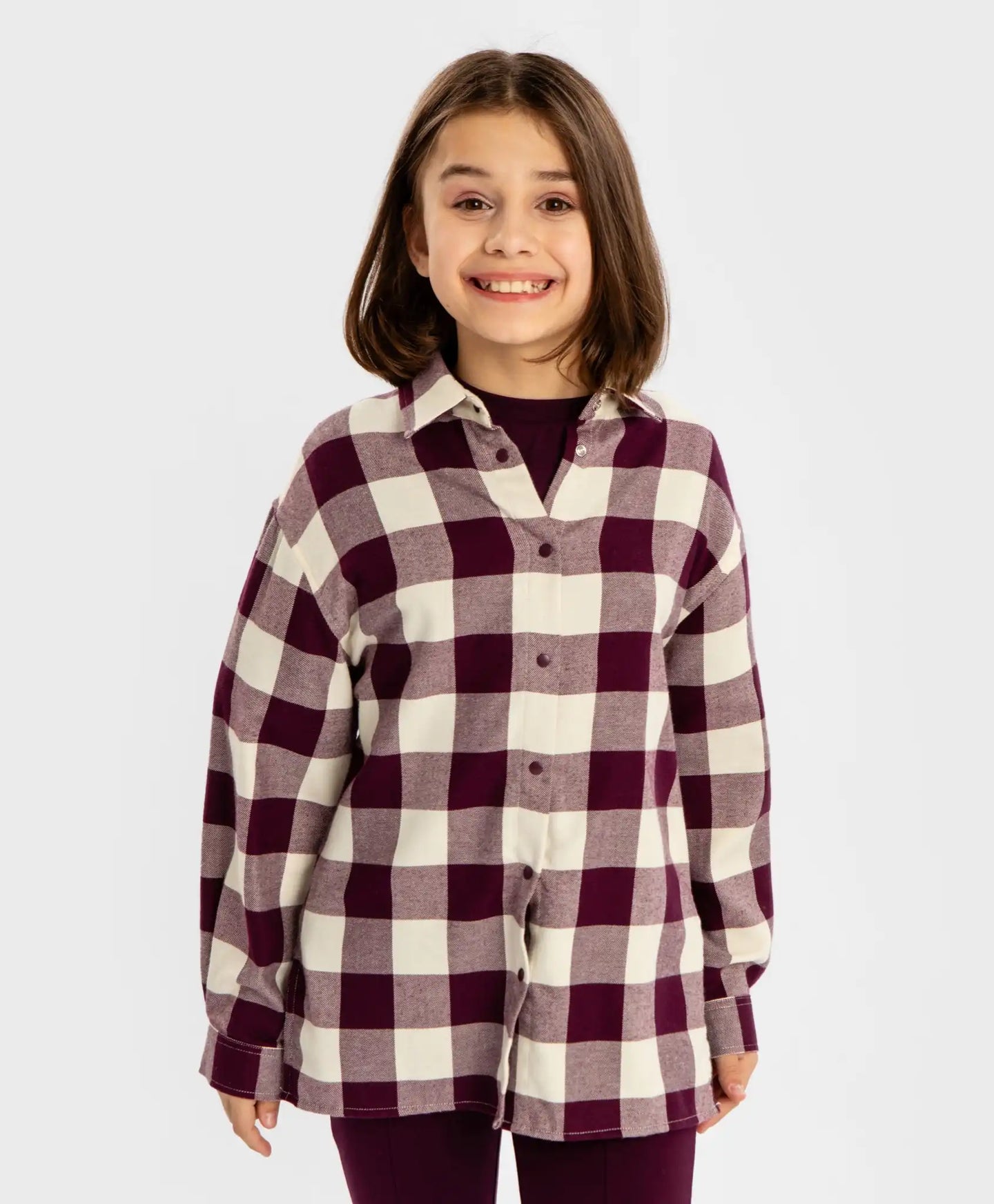 Cămașă carouri cu nasturi și mâneci lungi, călduroasă, multicoloră pentru copii Button Blue