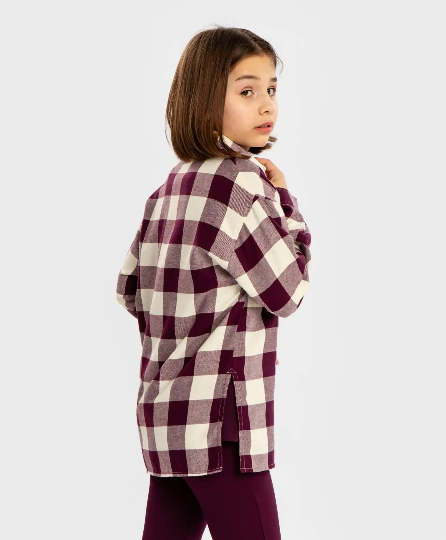 Cămașă carouri cu nasturi și mâneci lungi, călduroasă, multicoloră pentru copii Button Blue