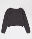 Pulover lung, tricotat, gri, pentru fată, Button Blue