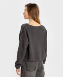 Pulover lung, tricotat, gri, pentru fată, Button Blue