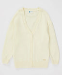 Cardigan cu nasturi și desen pe coate, crem, pentru fată, Button Blue