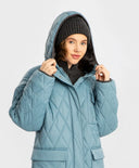 Палто междинен синьо за МОМИЧЕ основен изглед