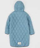 Palton intermediar matlasat, cu glugă și buzunare mari, albastru, pentru fată, Button Blue