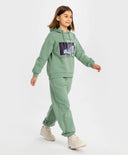 Joggeri căptușiți, cu talie elastică și imprimeu, verzi, pentru fată, Button Blue