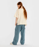 Pantaloni cargo largi, cu talie elastică și efect de uzură, albaștri, pentru copii, Button Blue