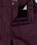 Pantaloni palazzo largi, din piele vegană, mov închis, pentru fată, Button Blue