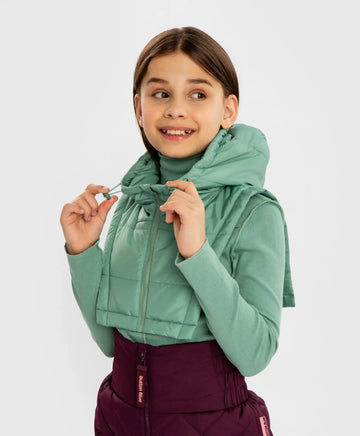 Mânecă căptușită cu glugă verde pentru fetițe Button Blue