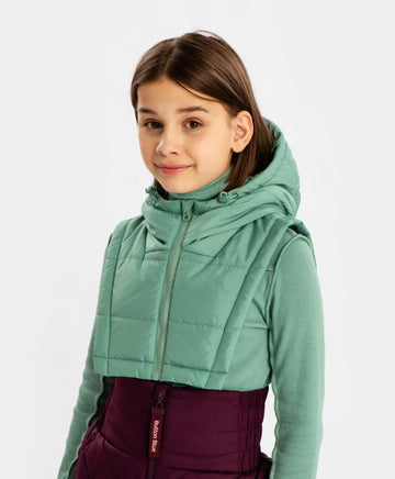 Mânecă căptușită cu glugă verde pentru fetițe Button Blue
