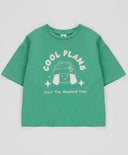 Tricou cu mâneci scurte și imprimeu verde pentru fete Button Blue