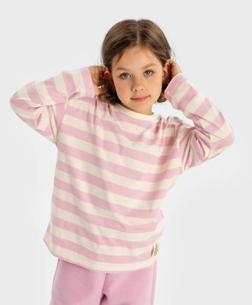 Longsleeve cu dungi multicolore pentru fete Button Blue