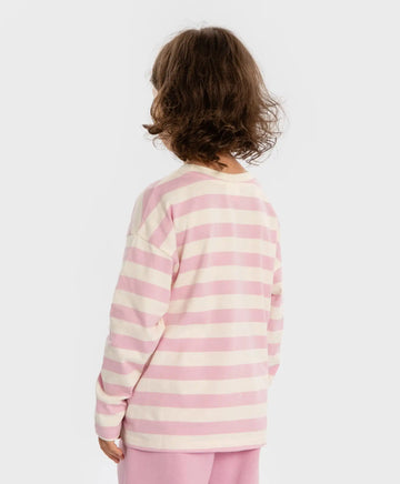 Longsleeve cu dungi multicolore pentru fete Button Blue