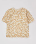 Tricou cu mâneci scurte și imprimeu leopard bej pentru fete Button Blue