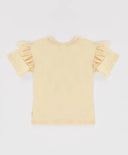 Tricou cu mâneci scurte și volan crem pentru fete Button Blue