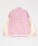 Jachetă bomber căptușită cu nasturi roz pentru fete Button Blue