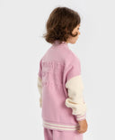 Jachetă bomber căptușită cu nasturi roz pentru fete Button Blue