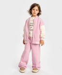 Jachetă bomber căptușită cu nasturi roz pentru fete Button Blue