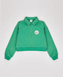 Hanorac scurt cu guler deschis și fermoar verde pentru fete Button Blue