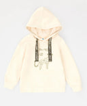 Hoodie cu glugă și imprimeu crem pentru fete Button Blue