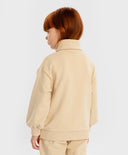 Pulover cu guler înalt și imprimeu animal pe fundal bej pentru fete Button Blue