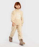 Pulover cu guler înalt și imprimeu animal pe fundal bej pentru fete Button Blue