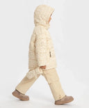 Geacă de sezon intermediar cu glugă și mănuși detașabile cu print bej pentru fete, Button Blue