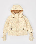 Geacă de sezon intermediar cu glugă și mănuși detașabile cu print bej pentru fete, Button Blue