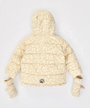 Geacă de sezon intermediar cu glugă și mănuși detașabile cu print bej pentru fete, Button Blue