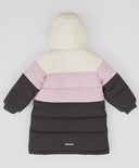 Palton semilung de sezon intermediar, rezistent la apă, cu glugă și multicolor pentru fete, Button Blue