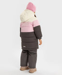 Palton semilung de sezon intermediar, rezistent la apă, cu glugă și multicolor pentru fete, Button Blue