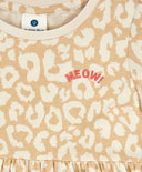 Rochie cu imprimeu leopard, mâneci lungi, bej, pentru fete Button Blue