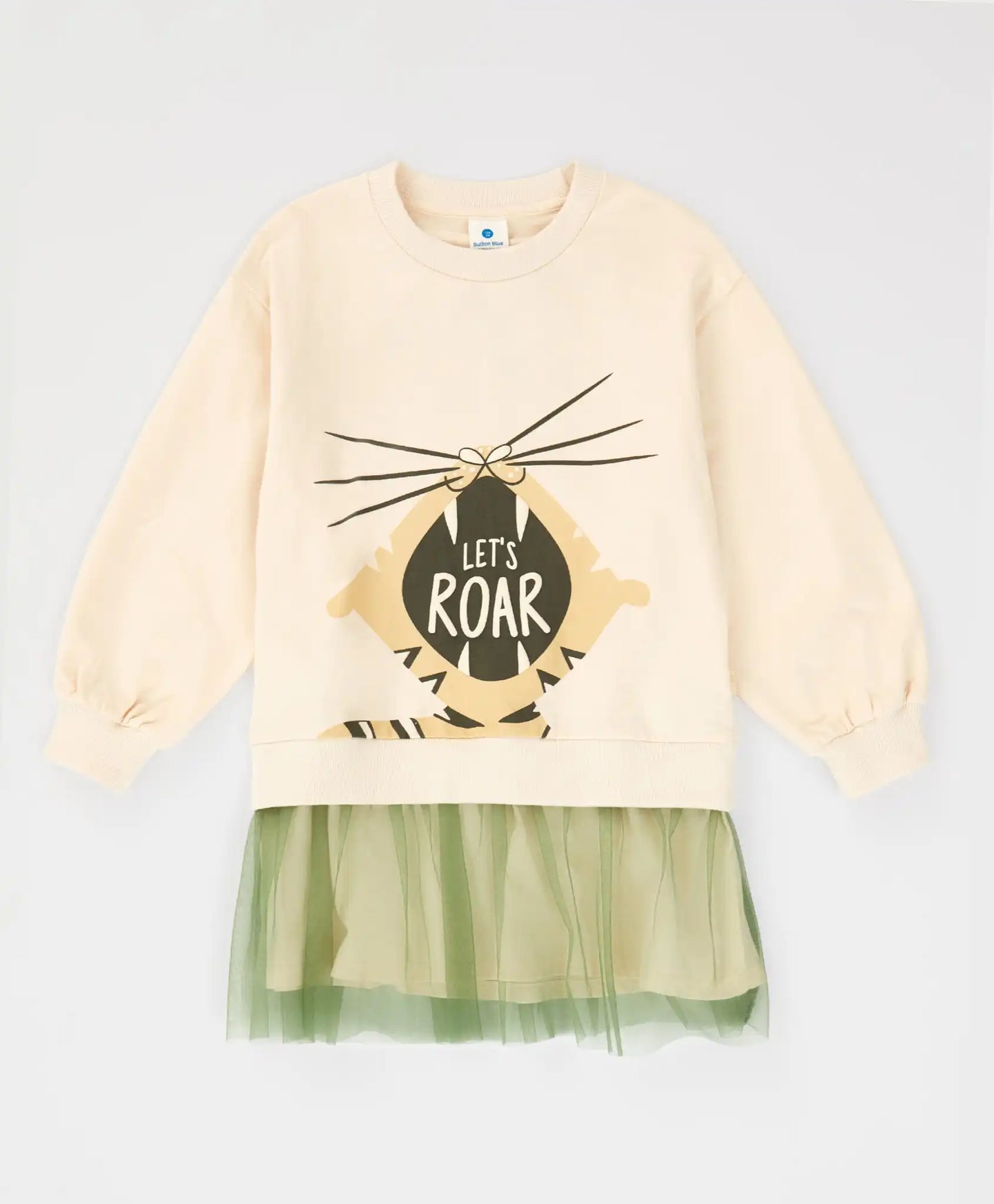 Rochie-sport cu fustă din tulle, crem, pentru fete Button Blue