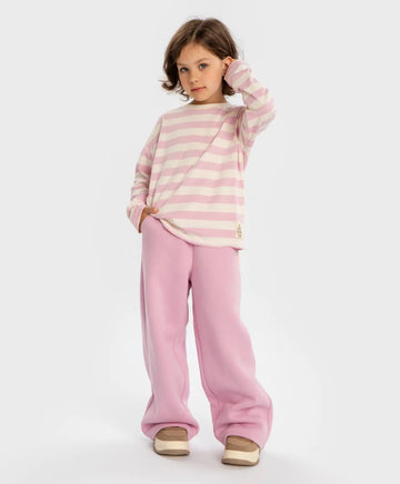 Pantaloni sport căptușiți, cu talie elastică, roz, pentru fată, Button Blue