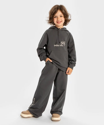 Pantaloni evazați cu imprimeu, gri, pentru fată, Button Blue