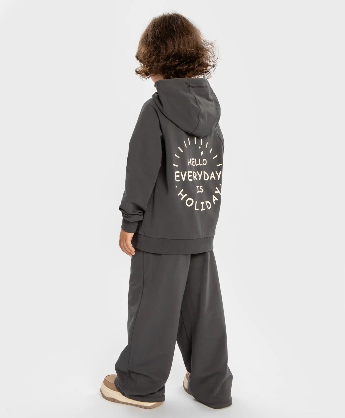 Pantaloni evazați cu imprimeu, gri, pentru fată, Button Blue