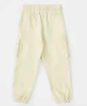 Joggeri cu patru buzunare și cusături exterioare, crem, pentru fată, Button Blue