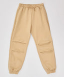 Joggeri cu pliuri la genunchi, talie elastică și imprimeu, bej, pentru fată, Button Blue