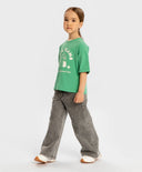 Blugi evazați, gri, pentru fată, Button Blue