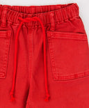 Blugi Mom fit, cu talie elastică și buzunare, corai, pentru fată, Button Blue