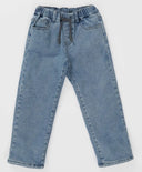 Blugi căptușiți, cu talie elastică, albaștri, pentru fată, Button Blue