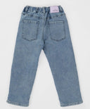 Blugi căptușiți, cu talie elastică, albaștri, pentru fată, Button Blue