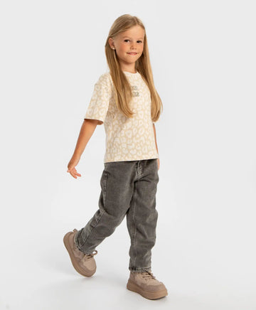 Blugi Carrot fit, căptușiți, gri, pentru copii, Button Blue