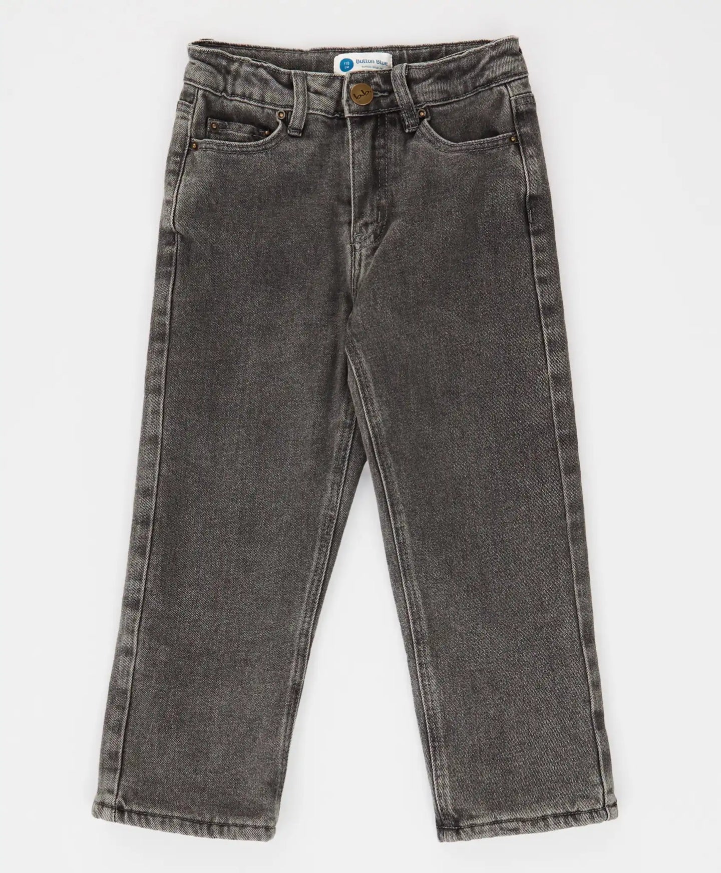 Blugi Carrot fit, căptușiți, gri, pentru copii, Button Blue