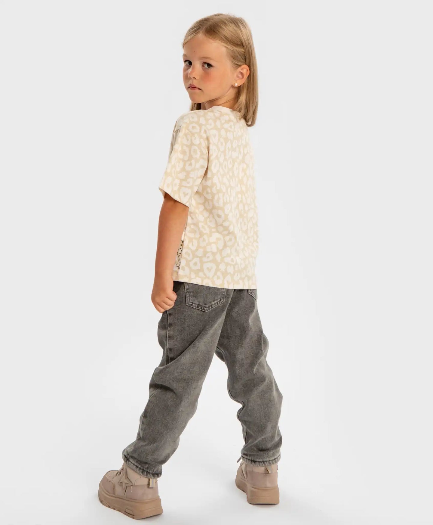 Blugi Carrot fit, căptușiți, gri, pentru copii, Button Blue