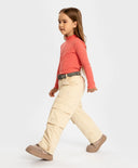 Pantaloni căptușiți, de sezon intermediar, impermeabili, cu ajustare la craci, bej, pentru fată, Button Blue