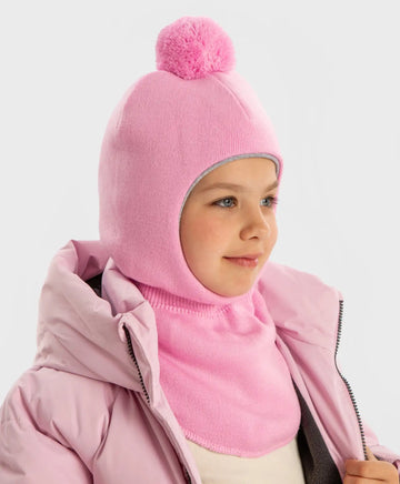 Balaclava căptușită cu pompon roz pentru fetițe Button Blue