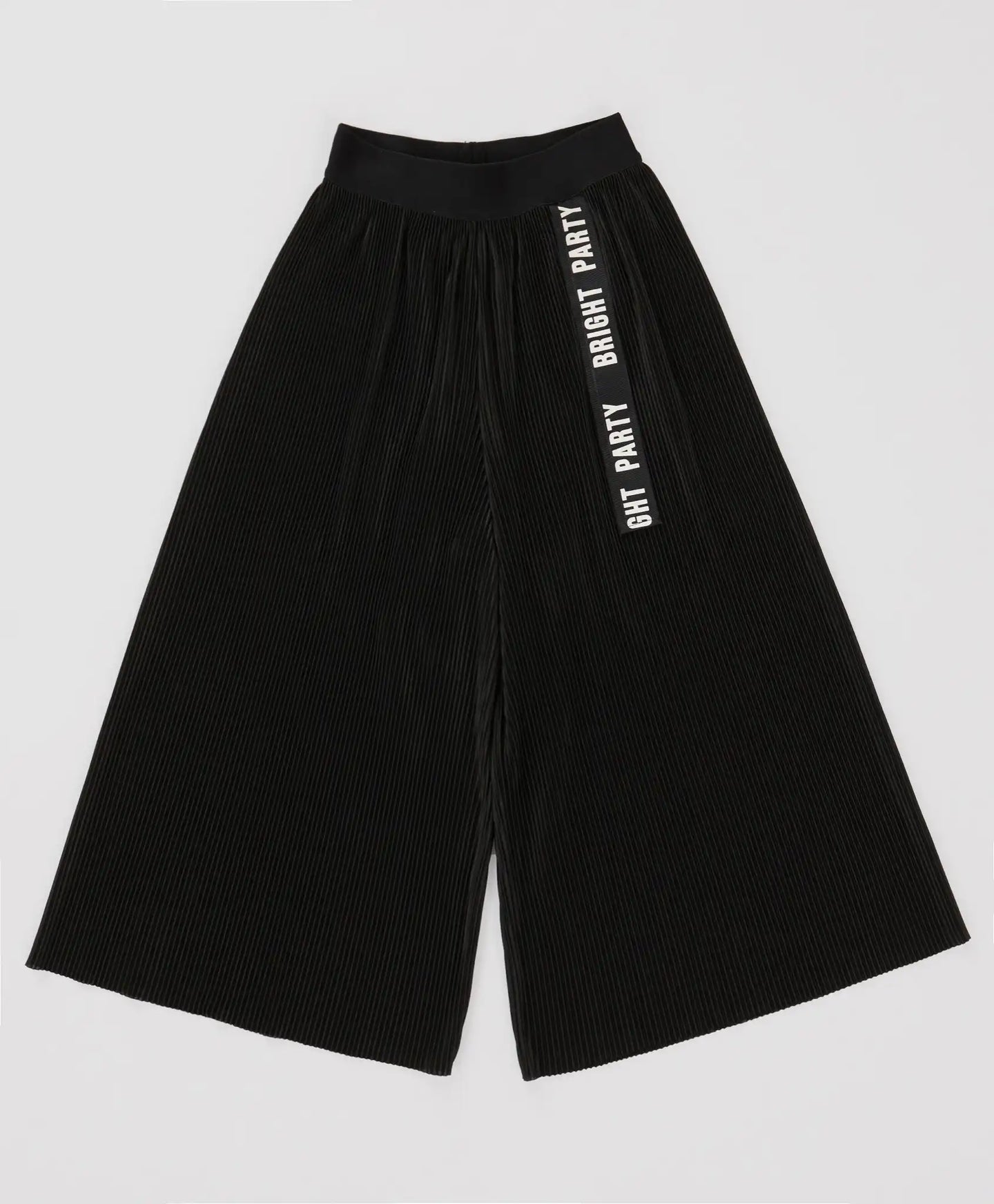 Pantaloni palazzo cu pliuri și talie elastică, negri, pentru fată, Button Blue