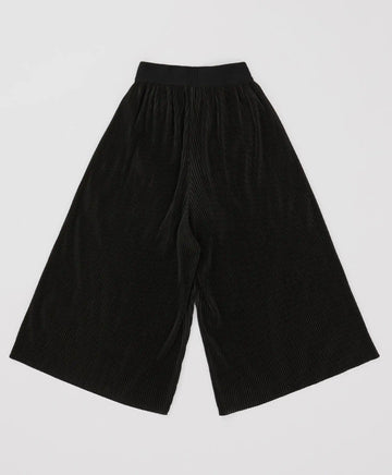 Pantaloni palazzo cu pliuri și talie elastică, negri, pentru fată, Button Blue