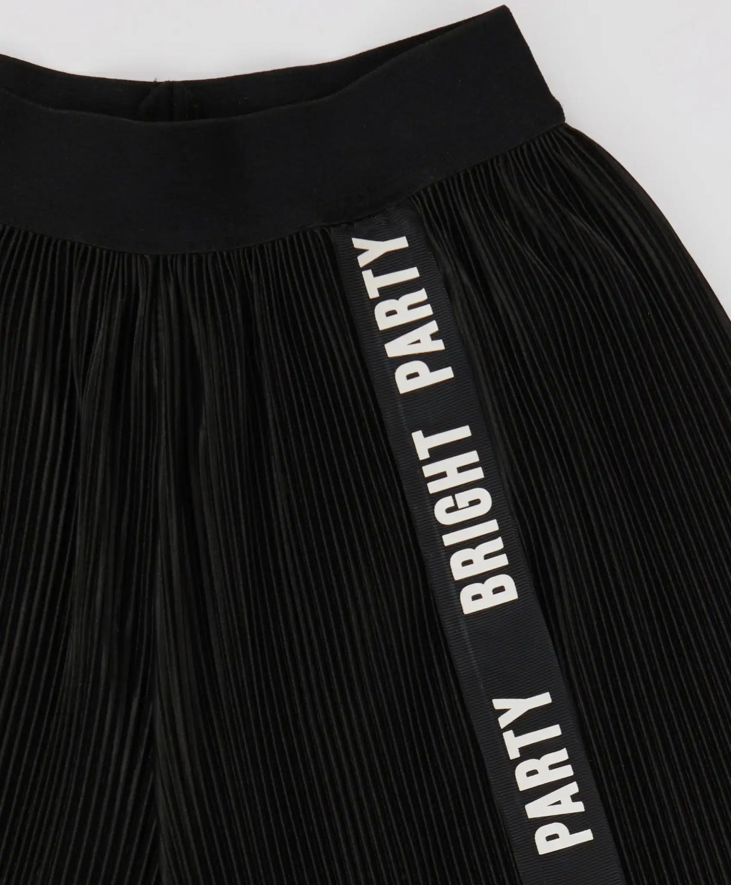 Pantaloni palazzo cu pliuri și talie elastică, negri, pentru fată, Button Blue