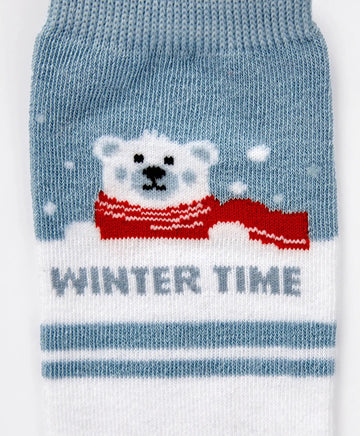 Șosete înalte cu ursuleț albe pentru fete Button Blue